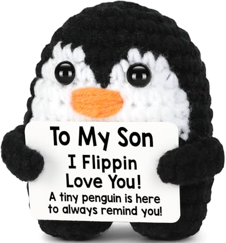 Handmade Crochet Mini Penguin Gift for Son from Mom & Dad