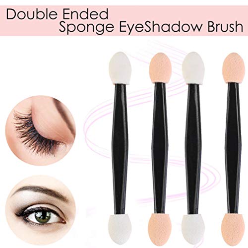 JASSINS 50Pcs Disposable Eyeshadow Applicators, Double-Sided Sponge Makeup Brushes