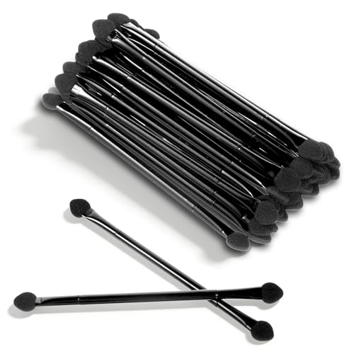Xyembu 30 Pcs Disposable Dual-Sided Sponge Eyeshadow Brushes 4.7 Inch Black
