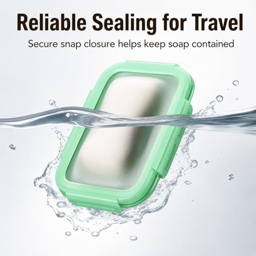 LUSTRIB Travel Soap Case - Leak-Proof Silicone Holder with Drain Tray