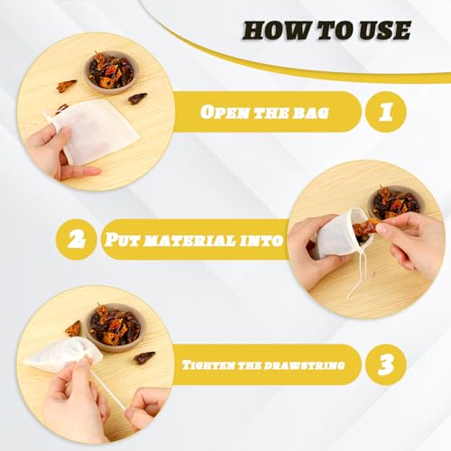 Reusable Cotton Spice & Tea Bags 30pcs 3x4 Inch Drawstring Mesh Sachets