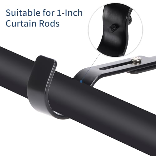 Adjustable Curtain Rod Brackets for 1 Inch Rod - Black Iron, 3 Pack