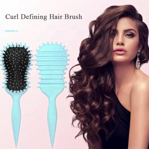 SEERSHINE Curl Defining Hair Brush – Blue Guitar-Shaped Detangler for Curly, Coily & Wavy Hair