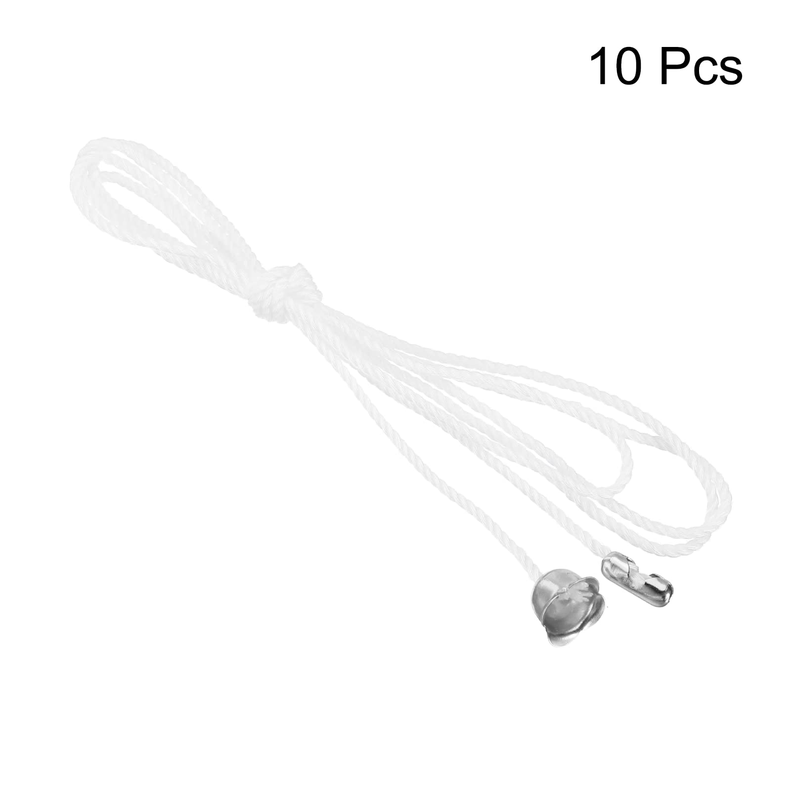 MECCANIXITY Pull Cord for Ceiling Switch, Light Pull Cord String Ceiling Fan String with Connector Pull Chain Extension, White Silver, Pack of 10