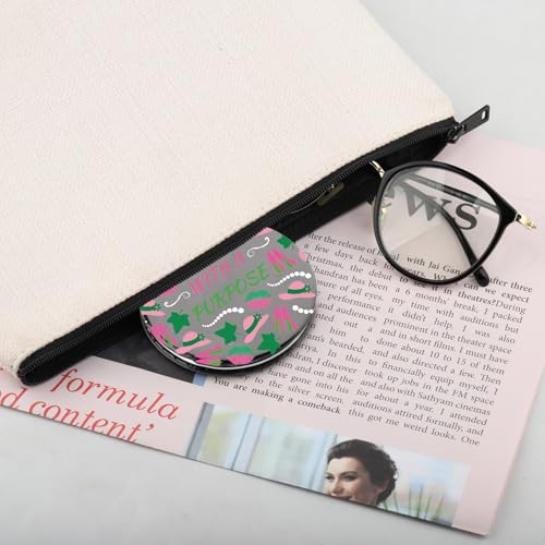 Pretty With A Purpose Sorority Pocket Mirror - Pink and Green Gift (M)