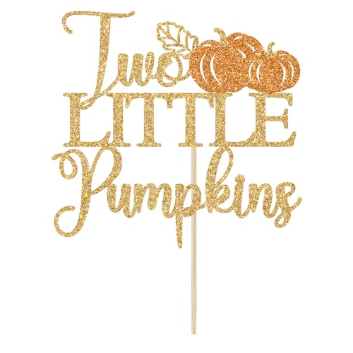 Two Little Pumpkins Cake Topper - Glitter Twins Birthday Decor