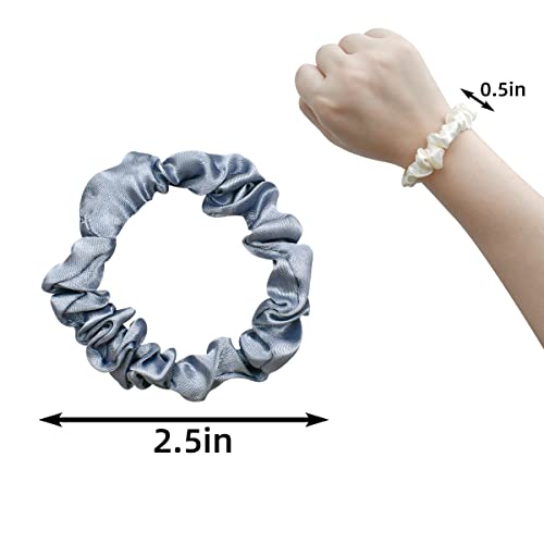 Yuntop 12-Piece Silk Satin Skinny Hair Scrunchies for Women and Girls