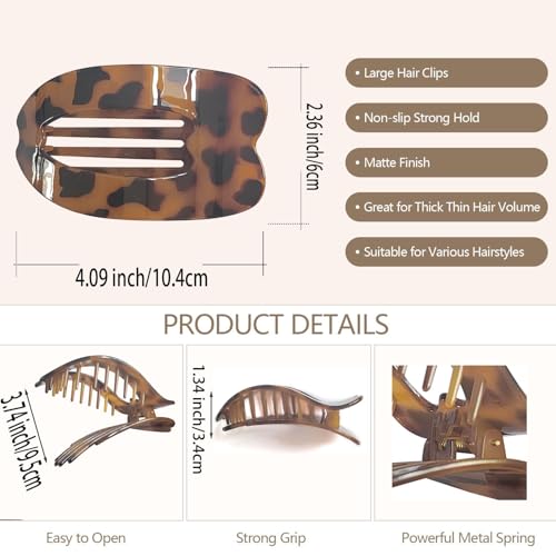 DANRENPANG 4 PCS Flat Claw Clips, Large Lay Flat Hair Clips for Thick and Thin Hair