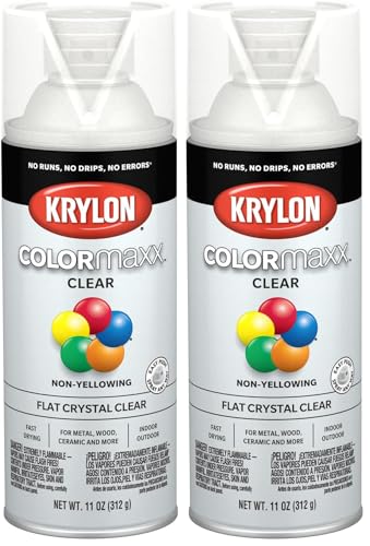 Krylon COLORmaxx Acrylic Clear Finish Spray Paint - 11oz Flat Clear (Pack of 2)