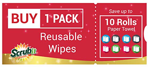 SCRUBIT Reusable Cleaning Wipes - Highly Absorbent Multi-Purpose Cloths, 24 Pack