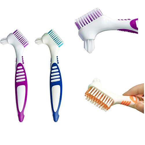3 Pcs Denture Cleaning Brush Dual Head False Teeth Care Tool