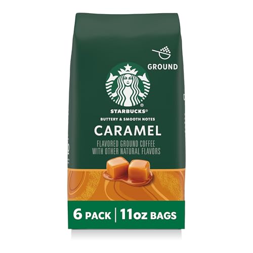 Starbucks Caramel Flavored Ground Coffee - 6 Pack of 11oz Bags, Hot or Iced Brew
