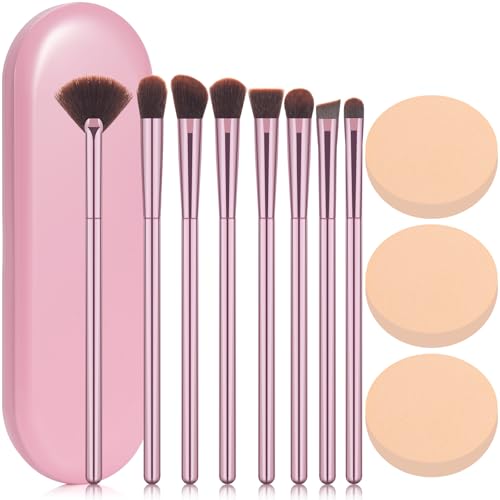 12-Piece Professional Makeup Brush Set with Storage Case and Puffs