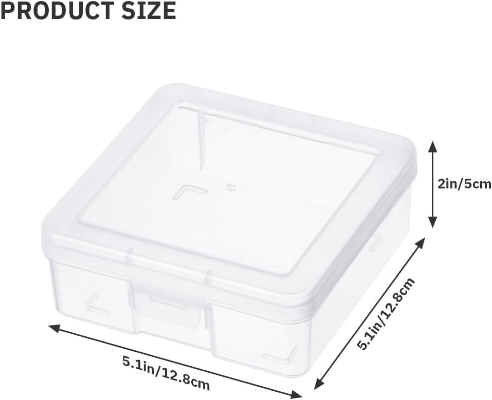 Storage Containers - 12 Pack Clear Plastic Boxes with Latching Lid | Small 5" x 5" x 1.9" for Office & Beauty