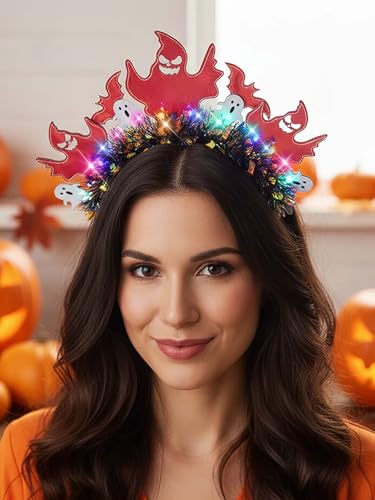 Light Up Halloween Ghost Headband LED Costume Hair Accessory