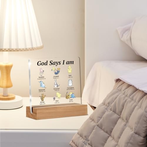 Winnie the Pooh Christian Acrylic Sign with Wooden Stand - Desk Decor
