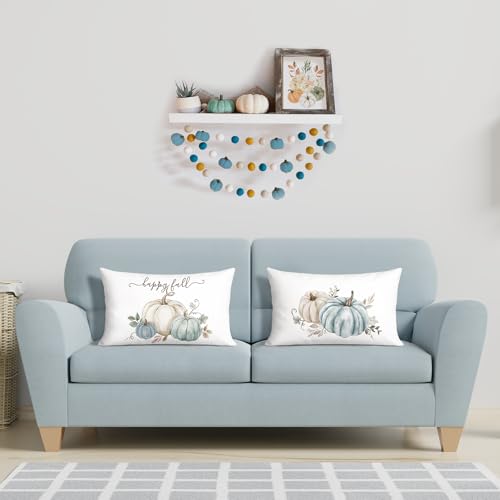 Bonhause 12x20 Inch Fall Pumpkin Lumbar Pillow Covers, Set of 2