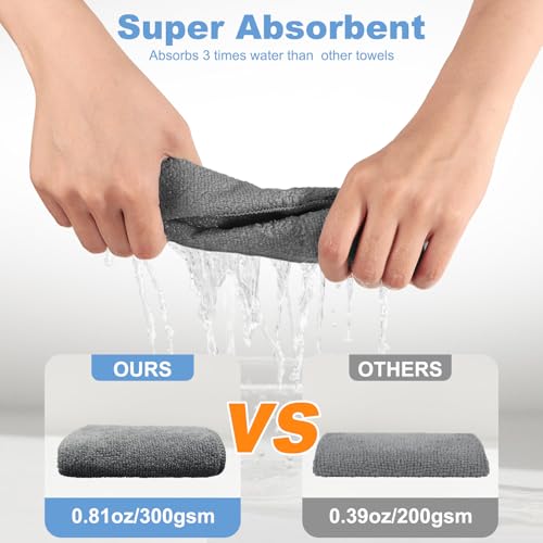 TIVERAIN 10-Pack Dual-Layer Microfiber Wire Dishcloths - 9x9 Inch, Grey