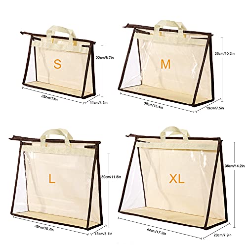 CINPIUK Beige XL Clear Handbag Storage Bags with Zipper & Handle – Closet Organizer for Purses