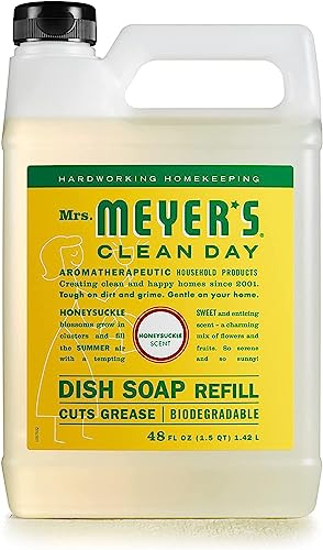 Mrs. Meyer’s Honeysuckle Dish Soap Refill 64oz - Plant-Based, Cruelty-Free