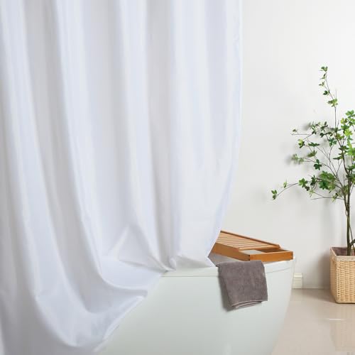 36" x 72" White Fabric Shower Curtain Liner - Machine Washable, Water Repellent