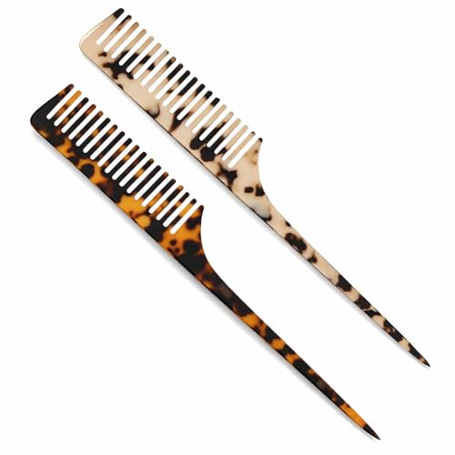 Rat Tail Combs 2-Piece Acetate Hair Parting and Styling Comb Set