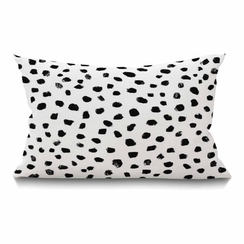 Polka Dots Throw Pillow Cover 12x20 Inch Cotton Linen Cushion Case for Sofa Bed Car