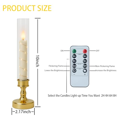 Gold Flameless LED Candles with Star String Lights and Timer - Romantic Home Decor