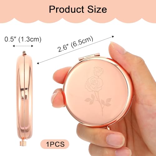 Ouligay Small Compact Mirror for Purse - 2.6 Inch Round Portable Pocket Makeup Mirror with 1x/2x Magnification