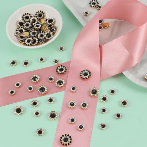 100pcs Sunflower Sew-On Rhinestones - Glass Crystals with Metal Claw, Mixed Sizes 8mm to 14mm