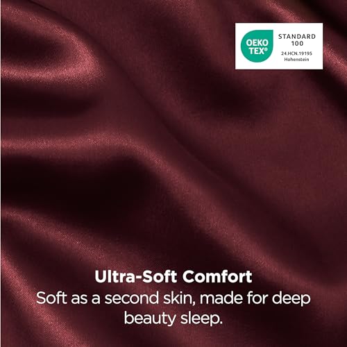 Bedsure King Satin Pillowcases Set of 2 - Silky Burgundy (20" x 36")