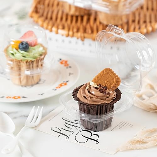 WIKDAY 50 Pack Plastic Cupcake Containers with Lids - Reusable Clear Food Storage