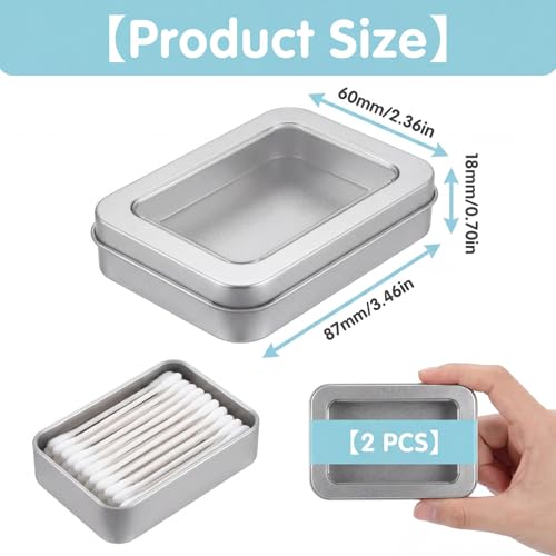 Portable Cotton Swab Holder Metal Storage Box - 2 Pcs Travel Organizer
