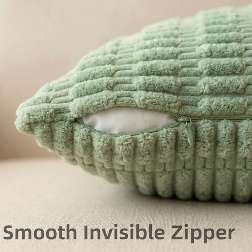 Ni-JASW Sage Green Corduroy Throw Pillow Covers 18x18 Set of 2 - Dual-Sided Design