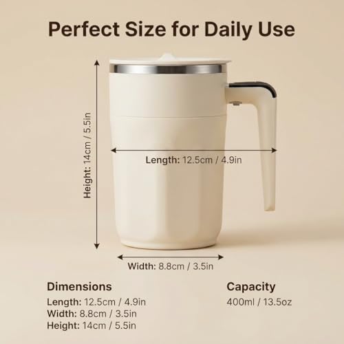 Self Stirring Coffee Mug with Temperature Display - Rechargeable & Spill-Proof