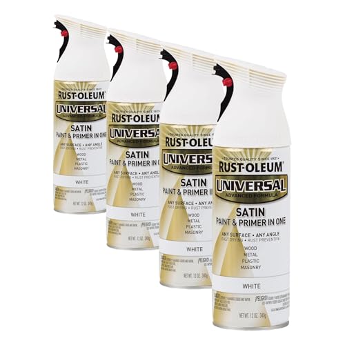 Rust-Oleum Universal All-Surface Spray Paint, Satin White, 12 oz (Pack of 4)