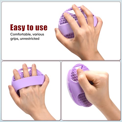 Silicone Body Scrubber, Zinc Infused Exfoliating Loofah - Purple