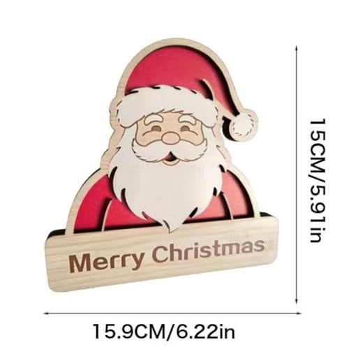 Wooden Santa Claus Christmas Decorations - Festive Holiday Ornaments for Home & Office, 6 Inches