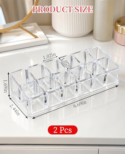 2pcs Lipstick Organizer - Clear Acrylic Holder for Lip Gloss & Perfume