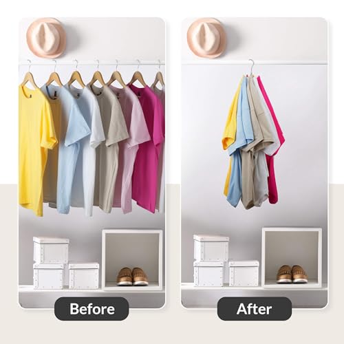 ZEDODIER 8-Hook Space Saving Clothes Hanger, Rotating Metal Organizer - Silver