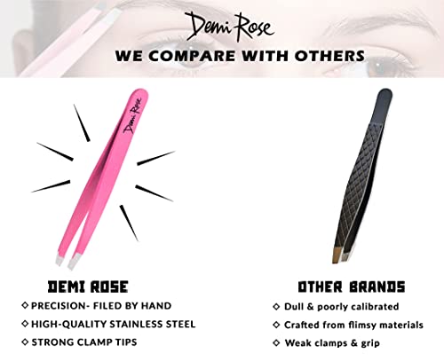 Demi Rose Professional Slant Eyebrow Tweezers - Stainless Steel