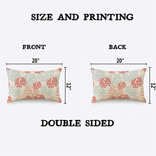 TKS MITLAN Tropical Coral Pillow Covers 12x20 Inch Faux Linen