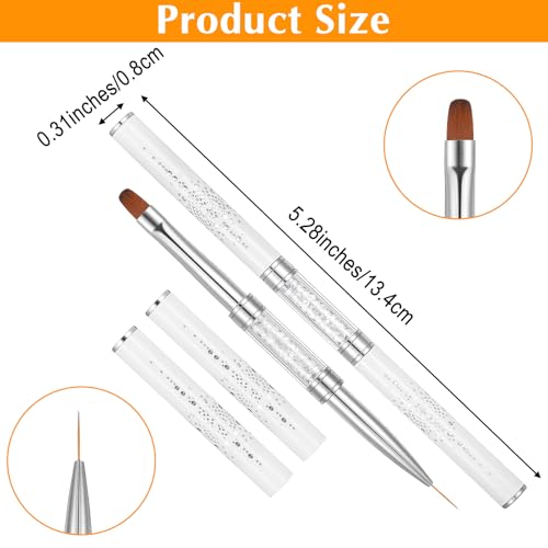 Wanmu 2Pcs Double-Ended Hard Gel Nail Brush & Liner Art Tool