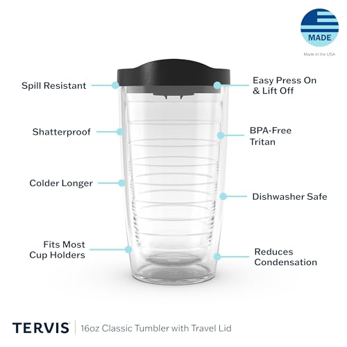 Tervis Made in USA Double Walled Guy Harvey Insulated Tumbler Cup Keeps Drinks Cold & Hot, 16oz, Shark Collage