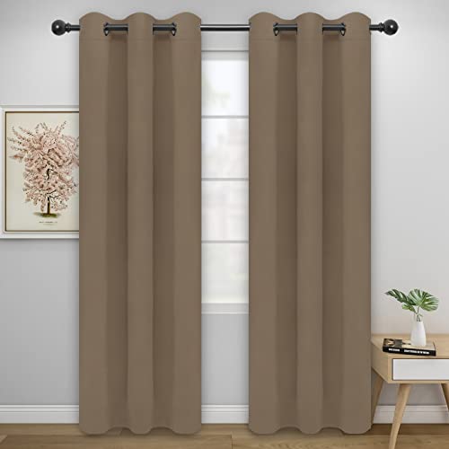 Easy-Going Thermal Blackout Curtains, 2 Panels 42x95 in, Camel