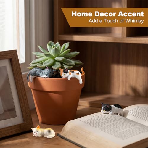12-Piece Mini Cat Figurine Set for Car Dashboard and Home Decor
