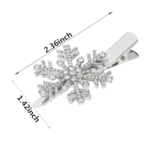 Soochat Rhinestone Snowflake Hair Clips Sparkly Silver Hair Barrettes