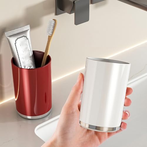 RabyLeo Portable Toothbrush Holder Cup - Large Capacity, White