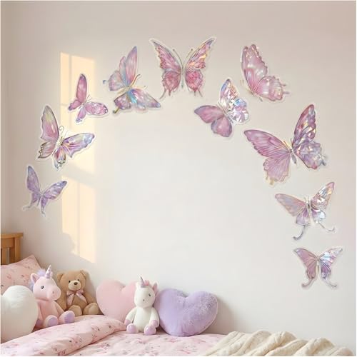 60PCS 3D Pink Butterfly Wall Decor for Princess Rooms