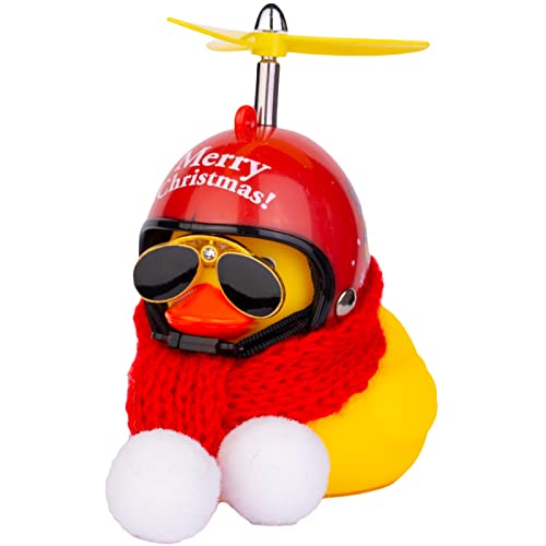 Christmas Rubber Duck Car Ornament with Helmet, Scarf & Sunglasses